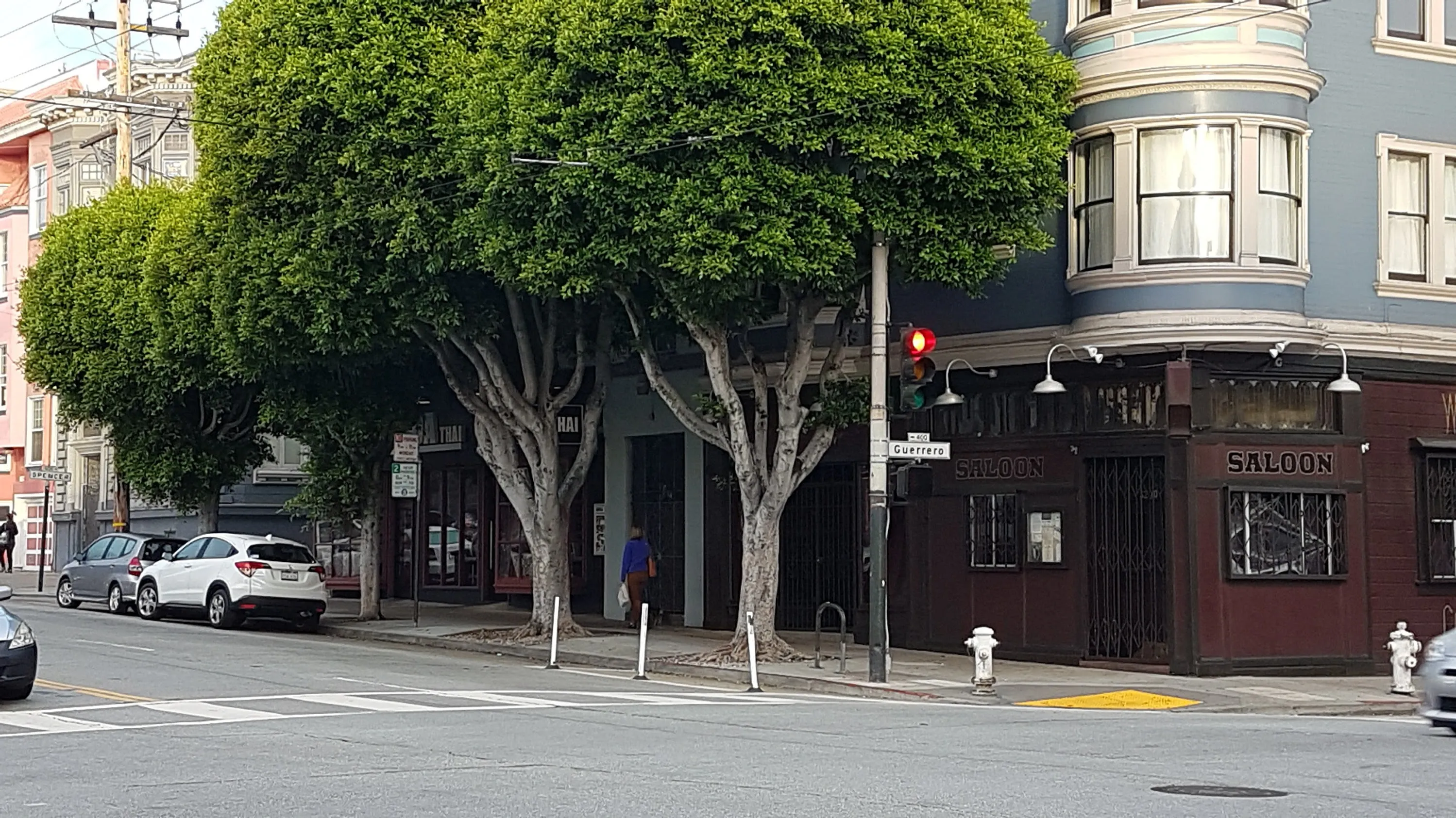 A street sign at the intersection of 16th Street and Guerrero Street