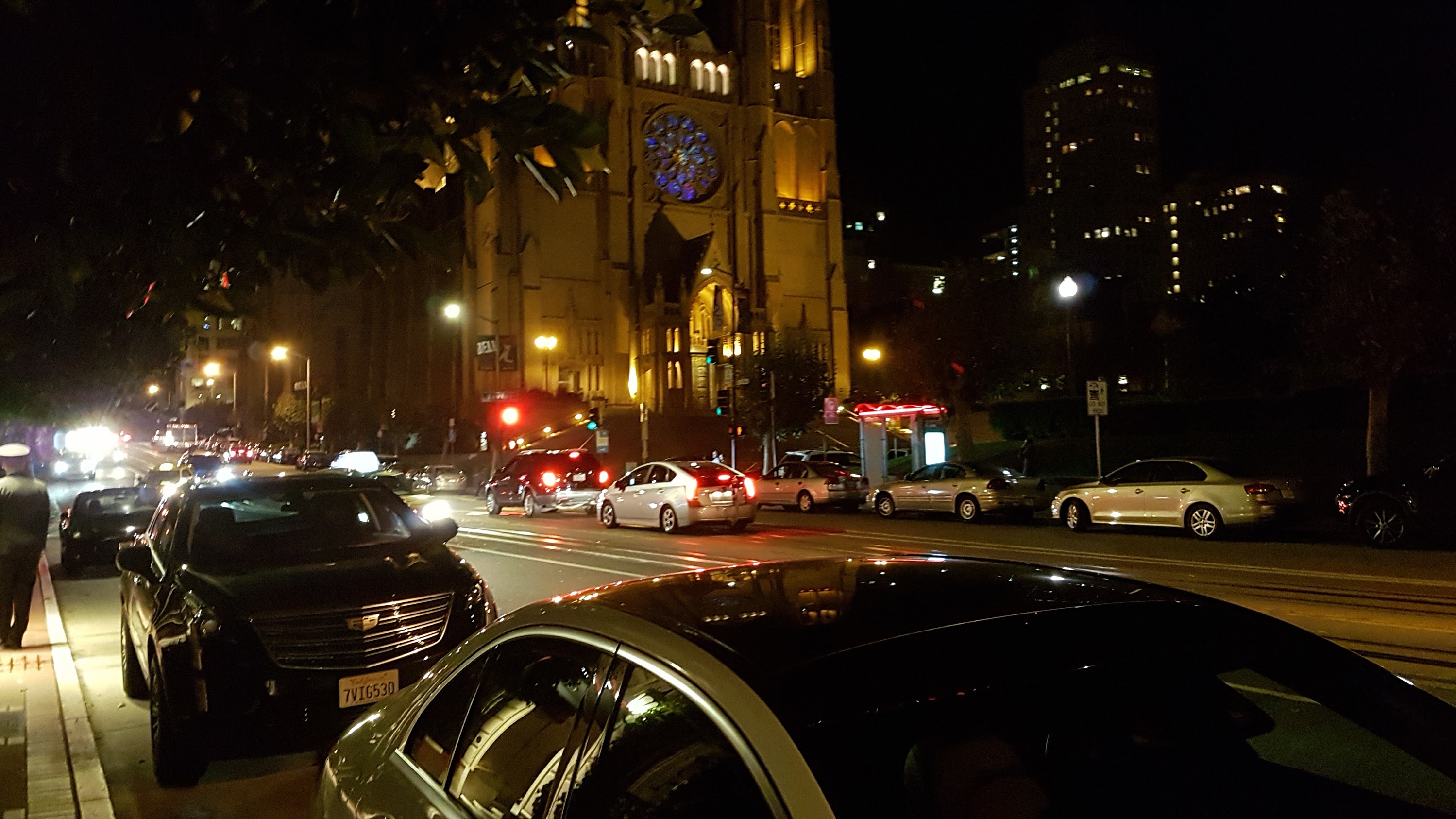 Grace Cathedral at night